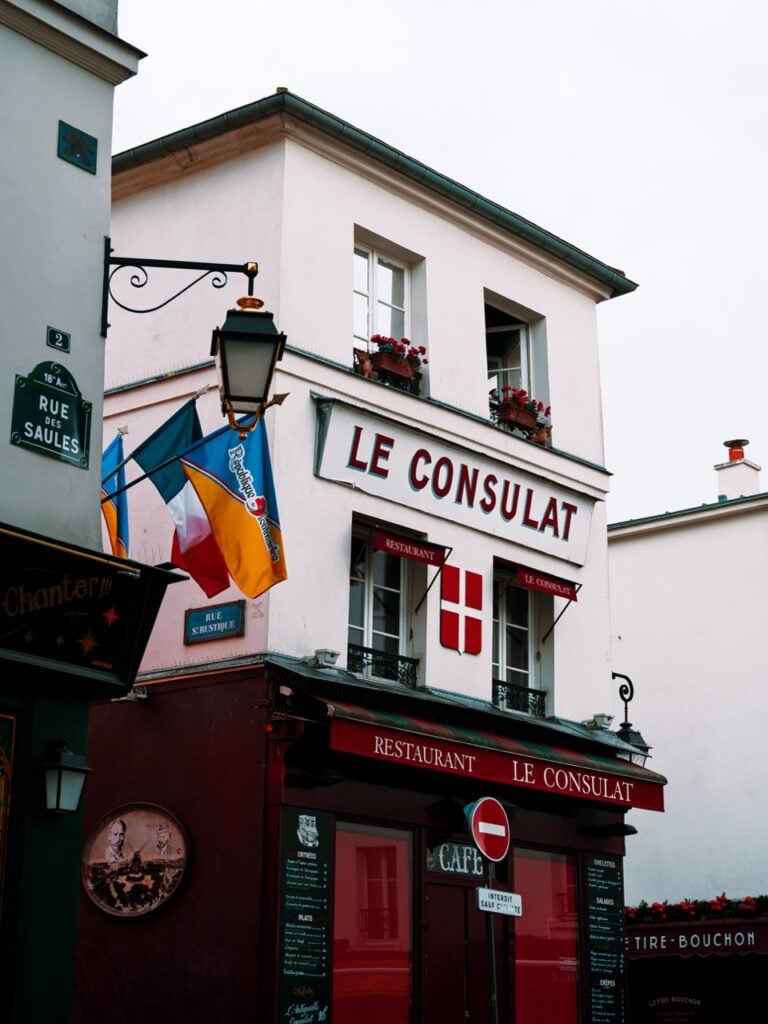 The outside of Le Consulat in Paris, France