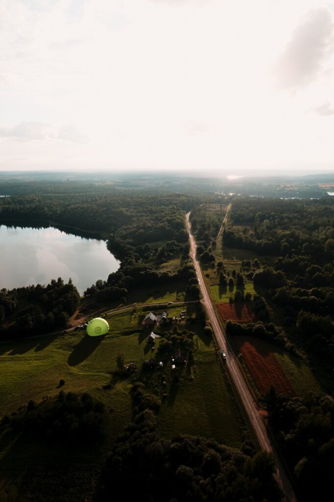 A view of the Lithuanian countryside from a hot air balloon