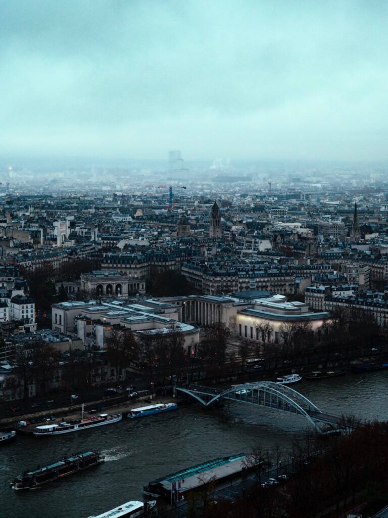 A view of a church on the other side of the river in Paris, France, from the Eiffel Tower