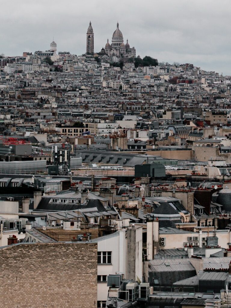 A view of Sacre Coeur in Paris from the Arc de Triomphe