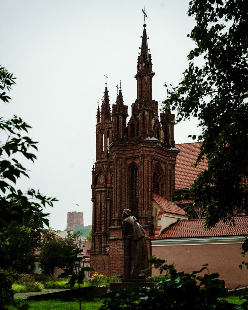 A church in Vilnius, Lithuania, on a rainy day