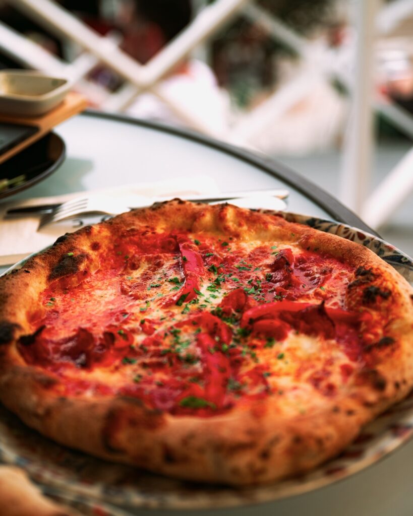 Eating pizza in Naantali, Finland