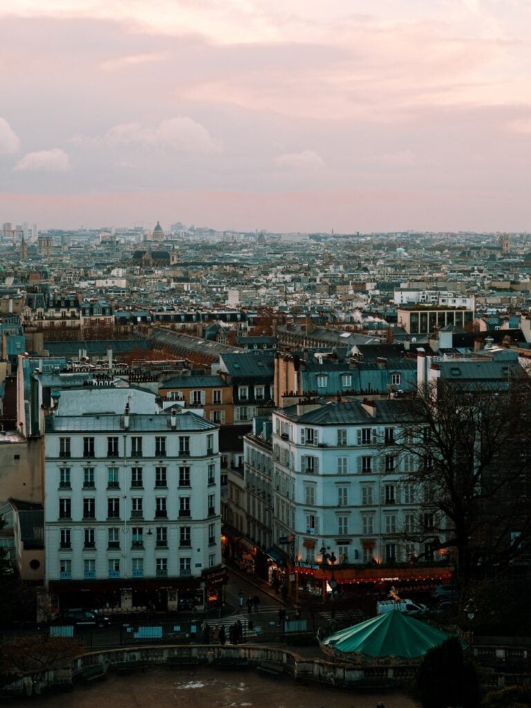 Sunrise in Paris, France - view from above