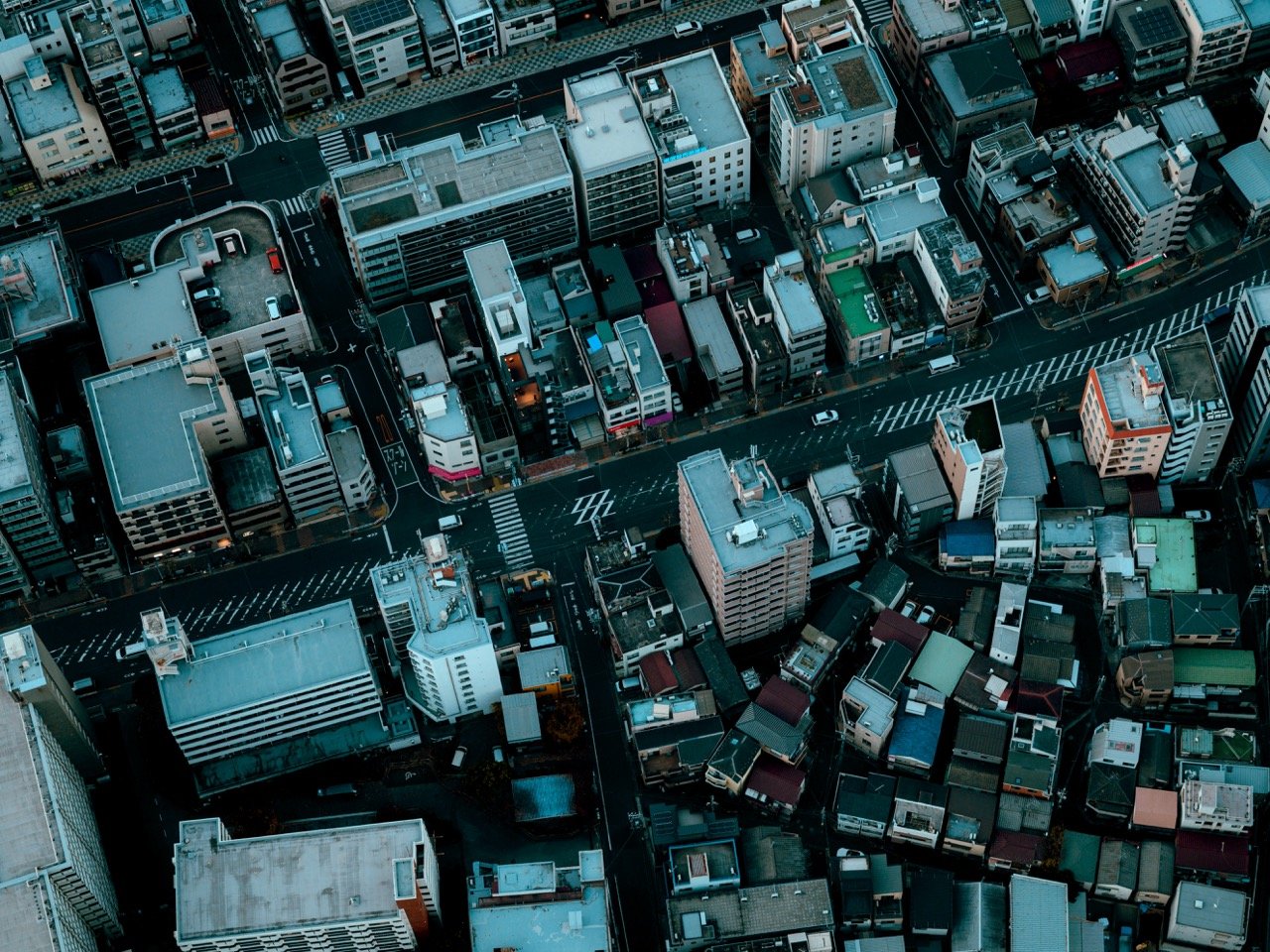 Landscape shot of rooftops in Tokyo