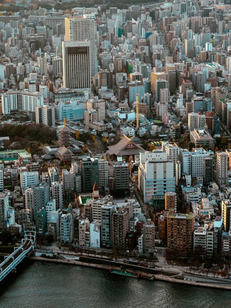 The Senso-ji Temple Seen From the Sky Tree in Tokyo, Japan