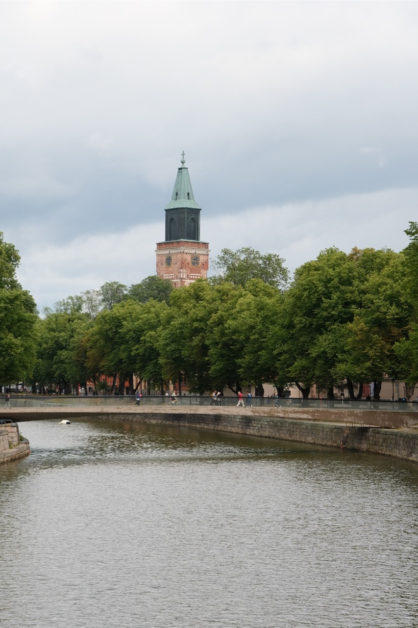 Overcast scene of the River Aura in Turku