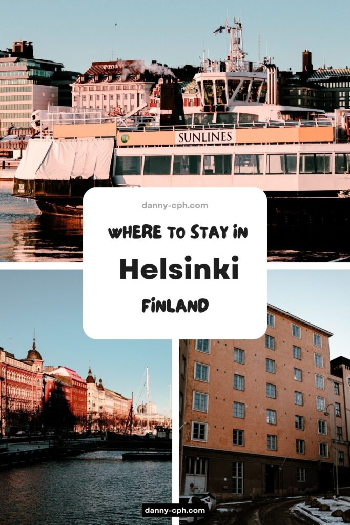 A Pinterest pin for an article on where to stay in Helsinki