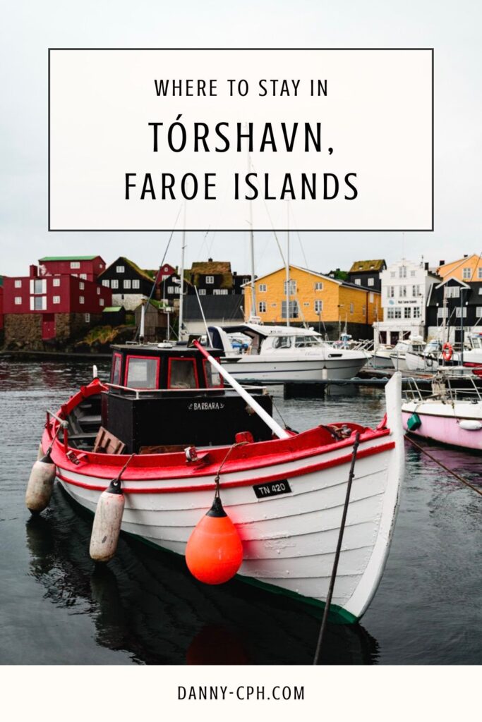 A Pinterest pin for an article on where to stay in Tórshavn, Faroe Islands