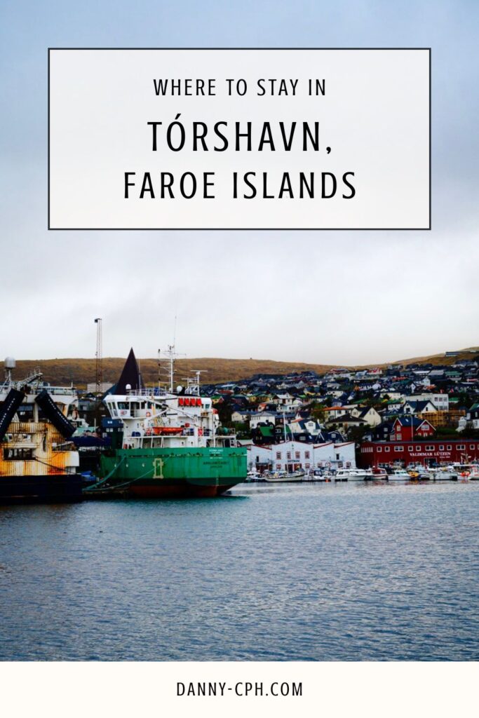 A Pinterest post for an article showing people where to stay in Tórshavn, Faroe Islands