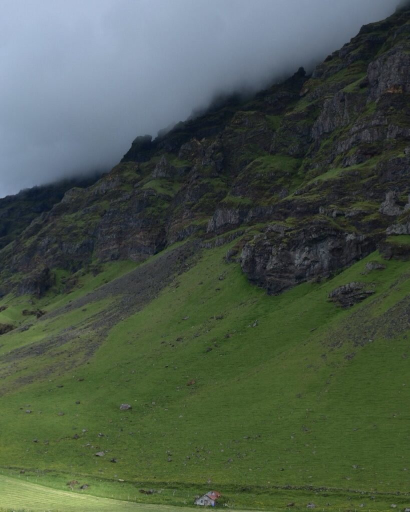 A house and mountain in Iceland