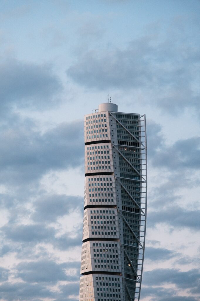 A close-up of the Turning Torso in Malmö