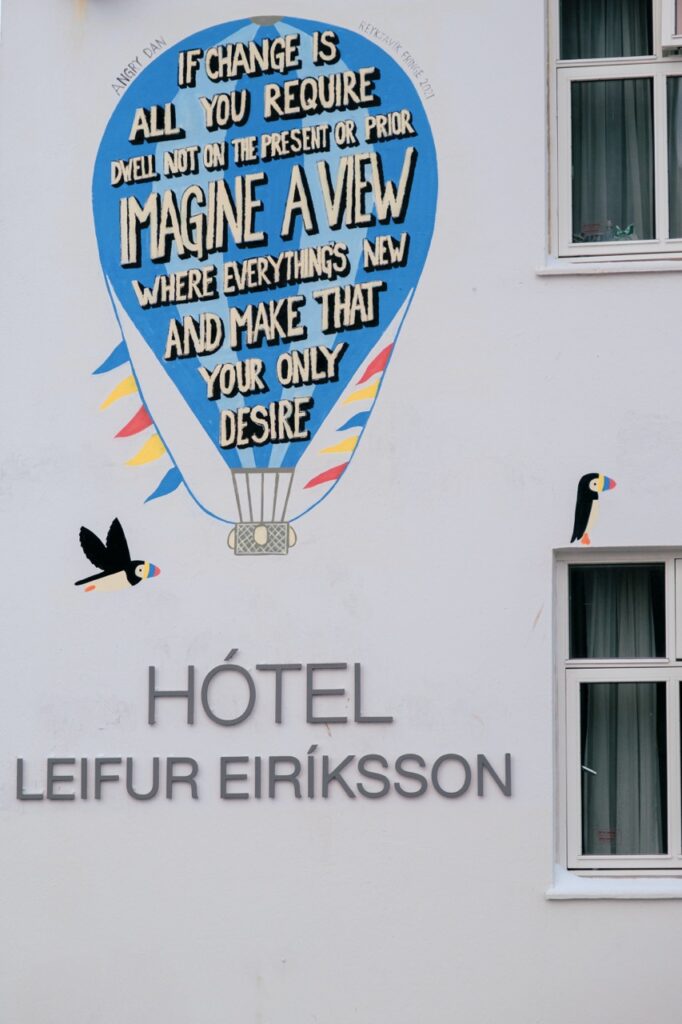 The exterior of a hotel in Downtown Reykjavík, Iceland