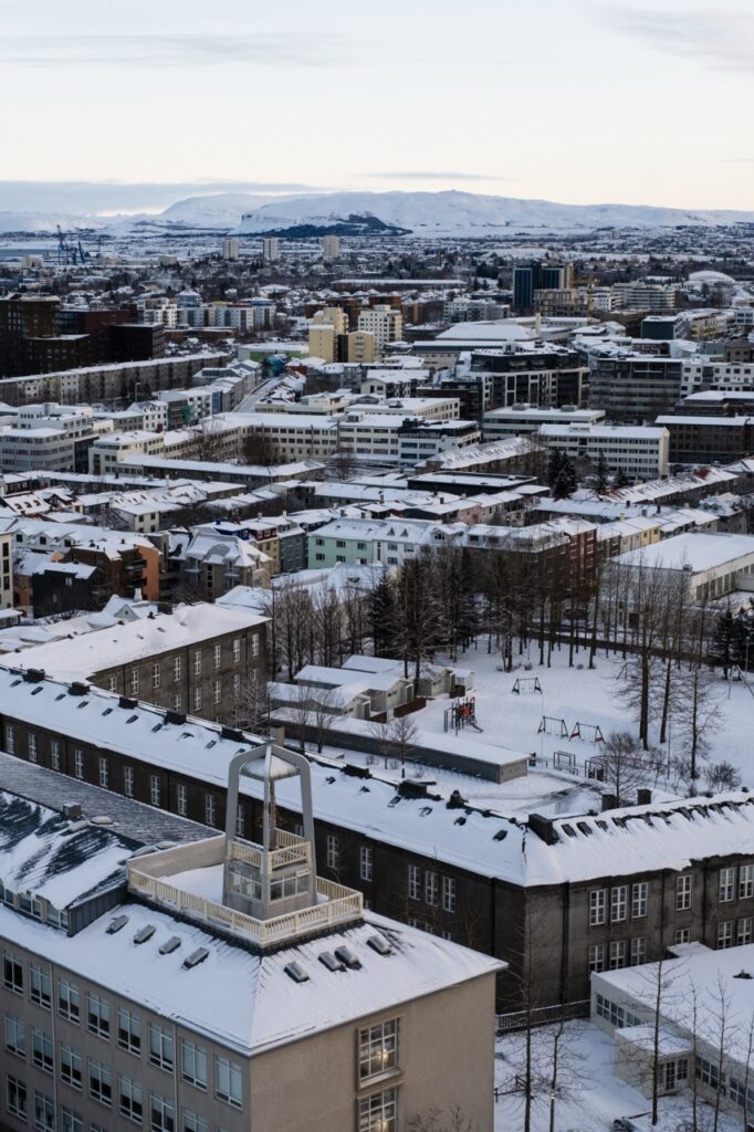 Reykjavík and its surroundings on a winter day