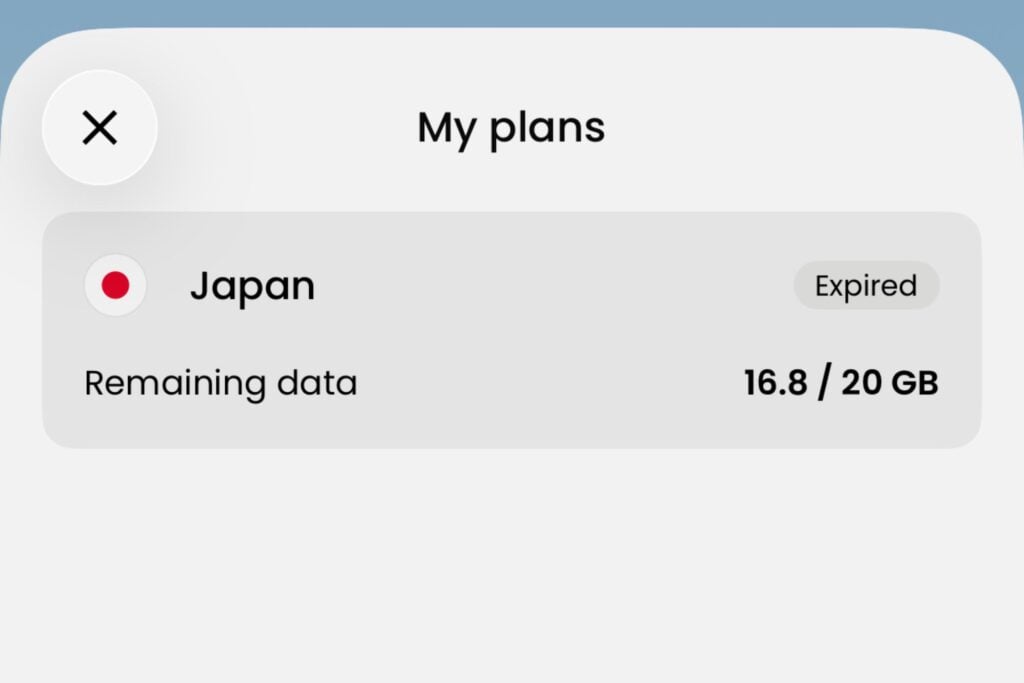 My expired eSIM data from my Saily Japan trip