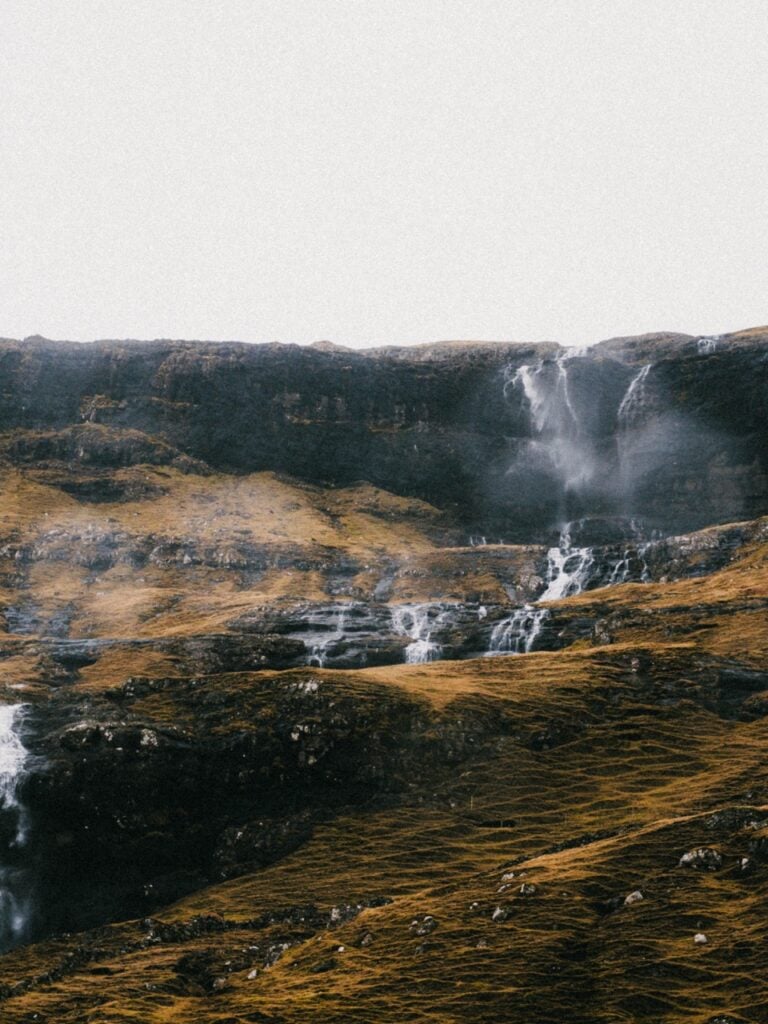 A waterfall in Saksun, Faroe Islands