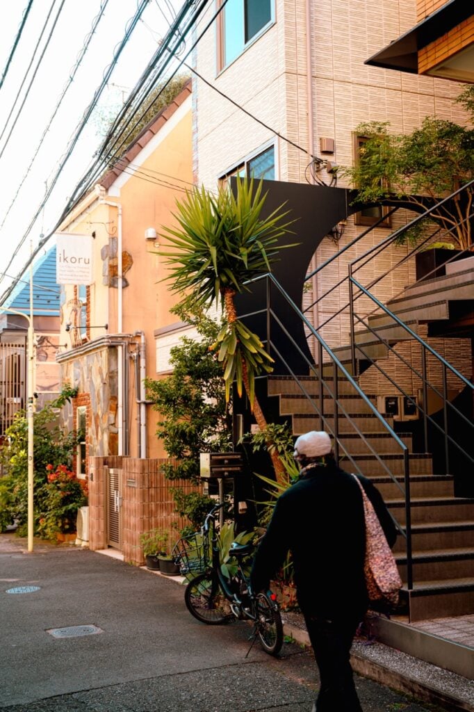 Person walking in the morning in Tokyo