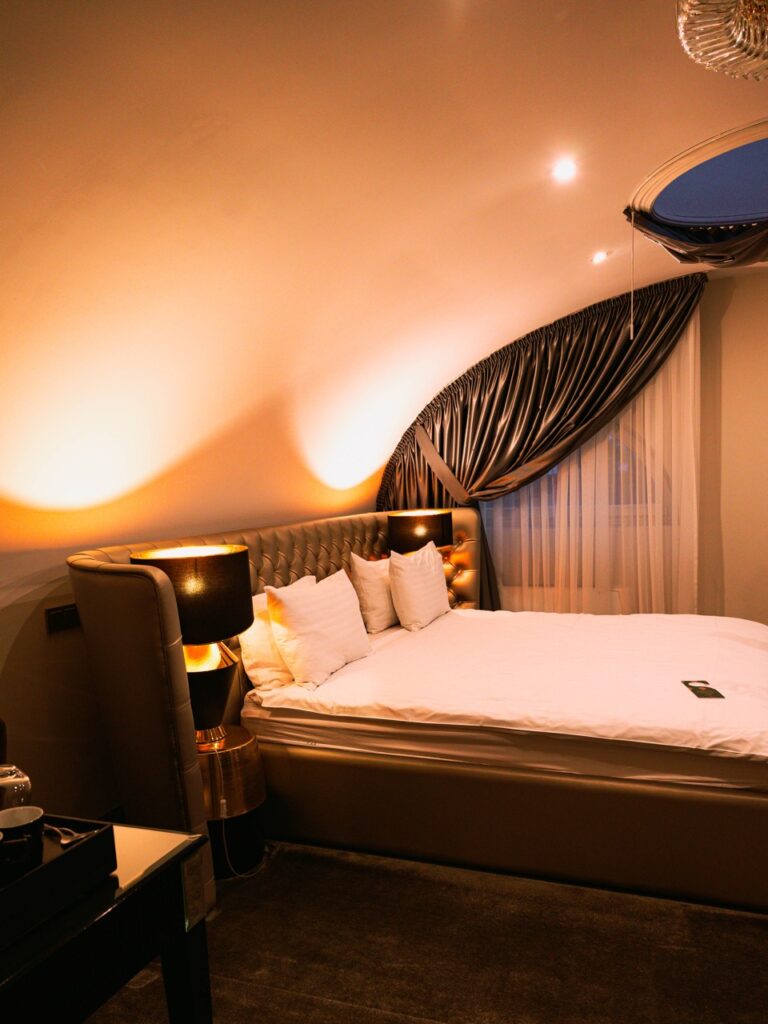 The bed at the St Palace Hotel in Vilnius, Lithuania