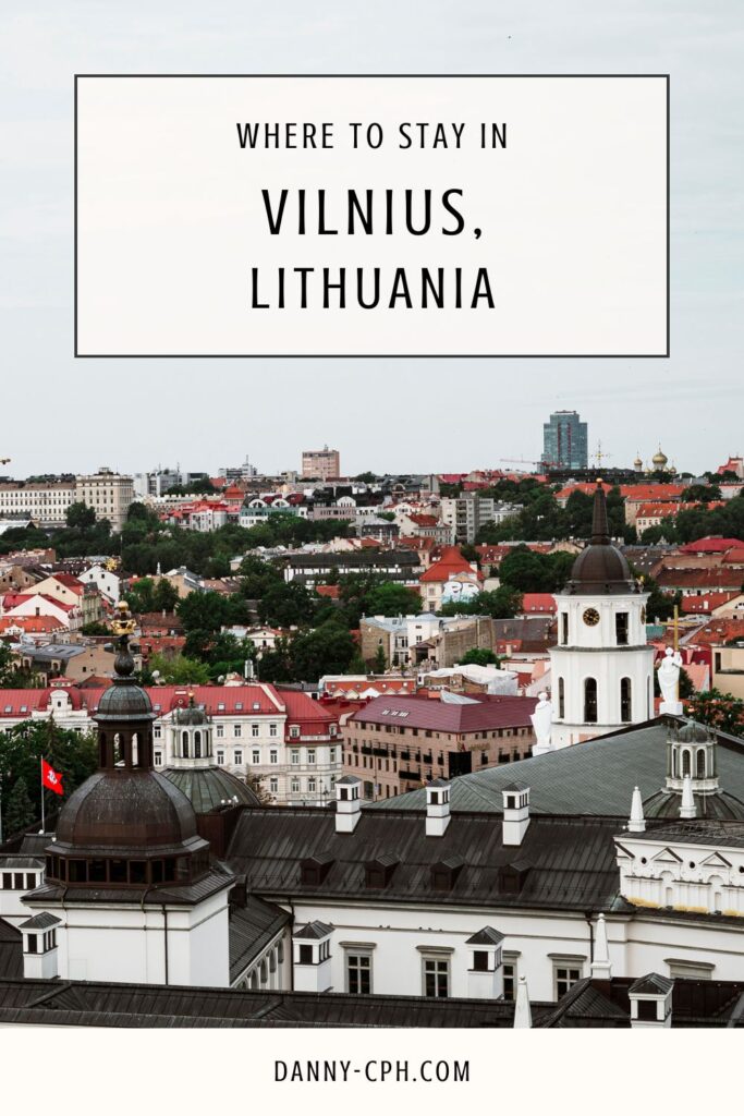 A Pinterest pin for an article about where to stay in Vilnius
