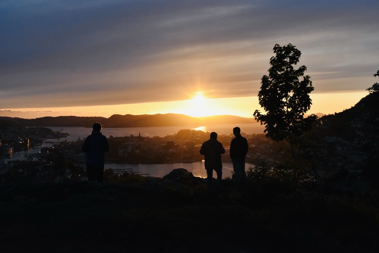 The view from Bergen Montana Hostel at Sunset