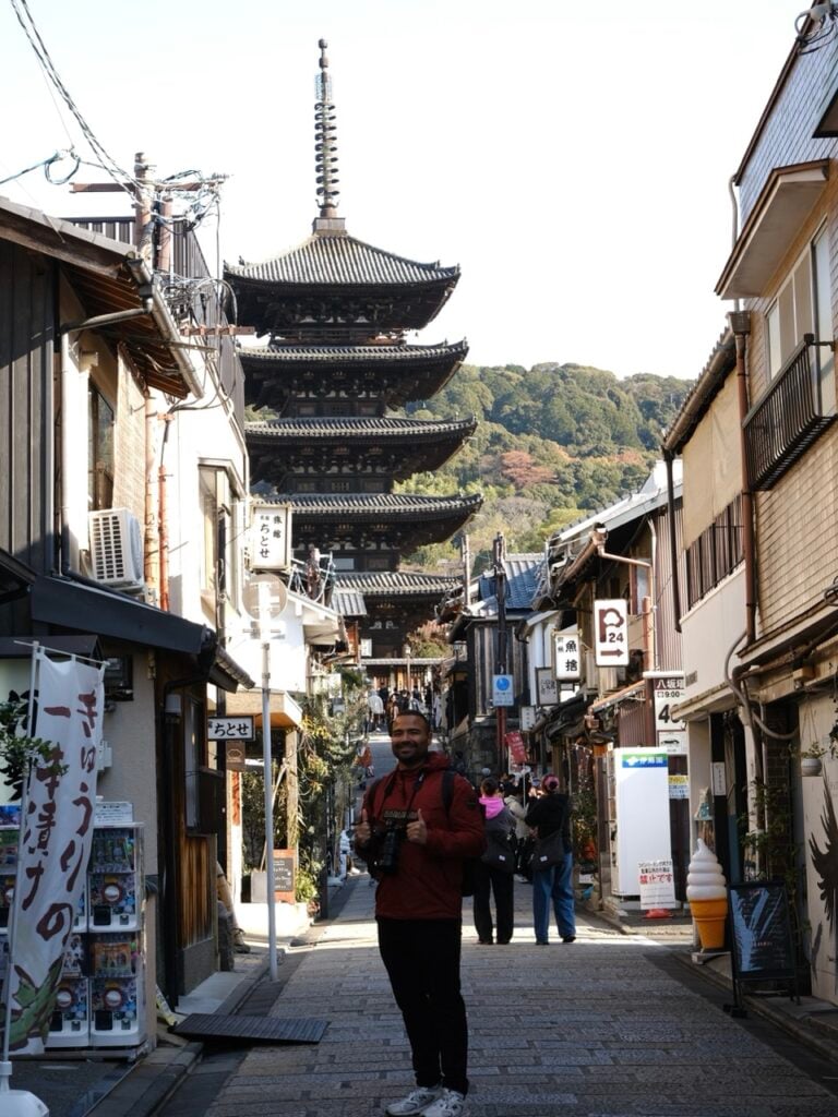 Danny Maiorca at a pagoda in Kyoto, Japan