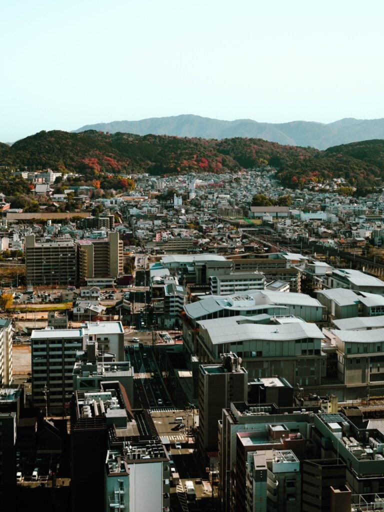 Modern architecture in the Kyoto skyline, as seen from the Kyoto Tower