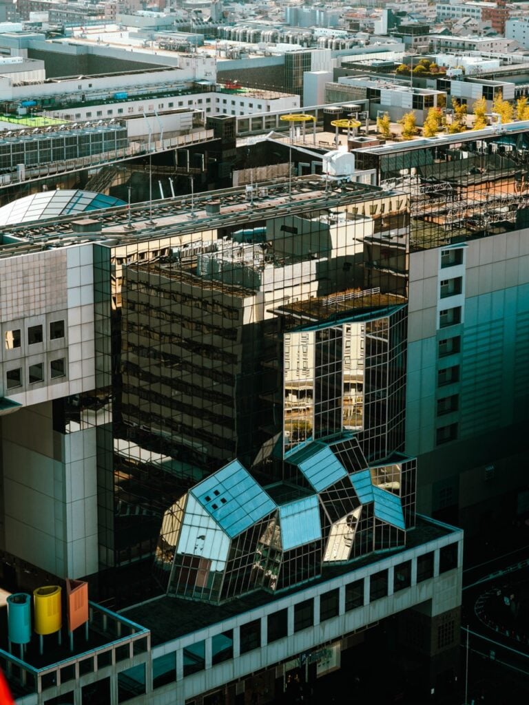 A view of Kyoto Station's outside from the Kyoto Tower