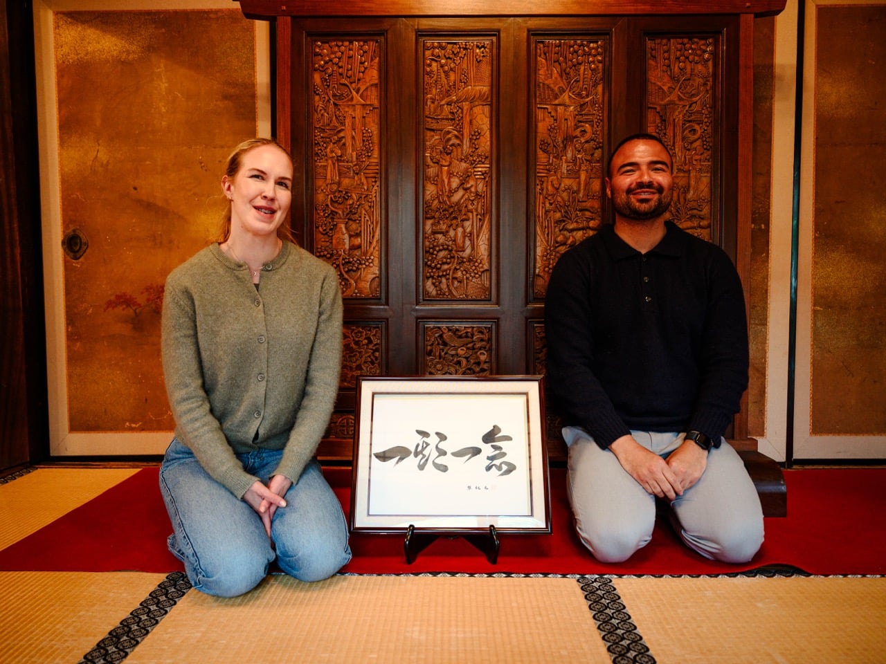 Danny Maiorca at a tea ceremony in Kyoto