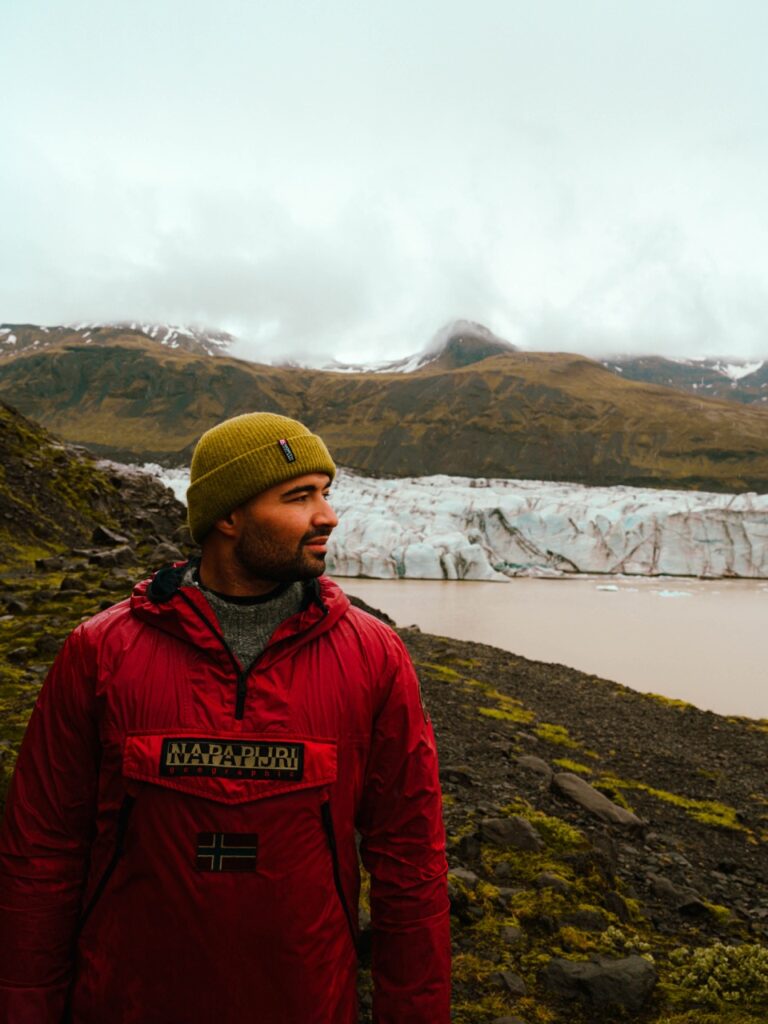 Danny standing at Svínafellsjökull in Iceland