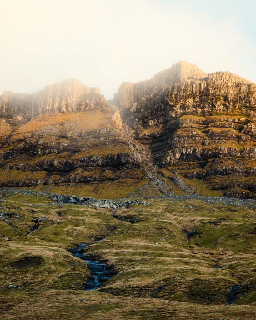 Close-up of a mountain on the Faroe Islands