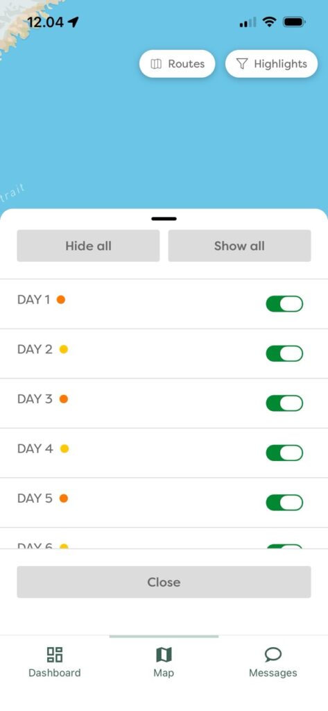 App toggles in the Iceland Nomads app
