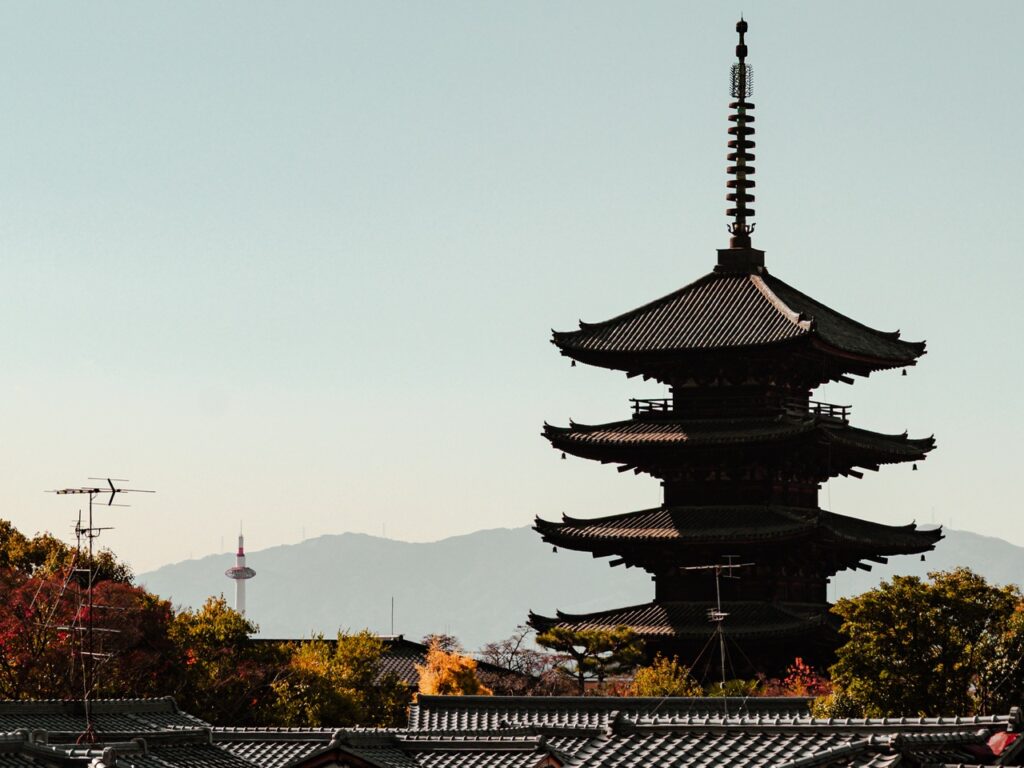 Kyoto rooftops and tower