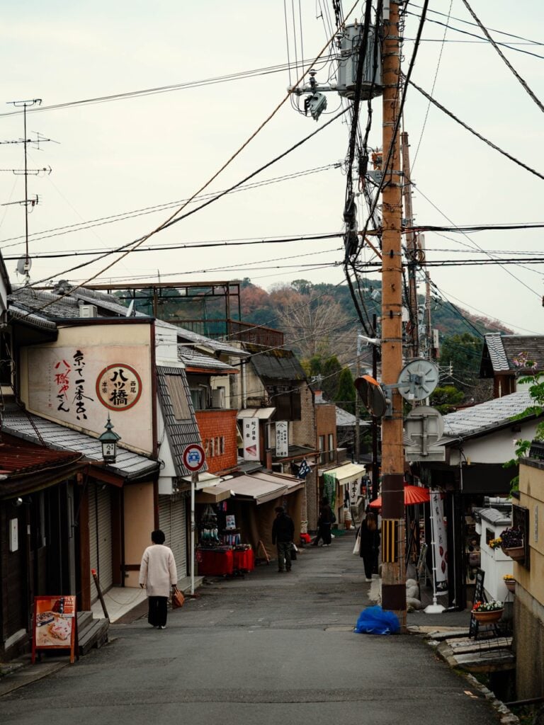 A street near a temple in Kyoto, japan