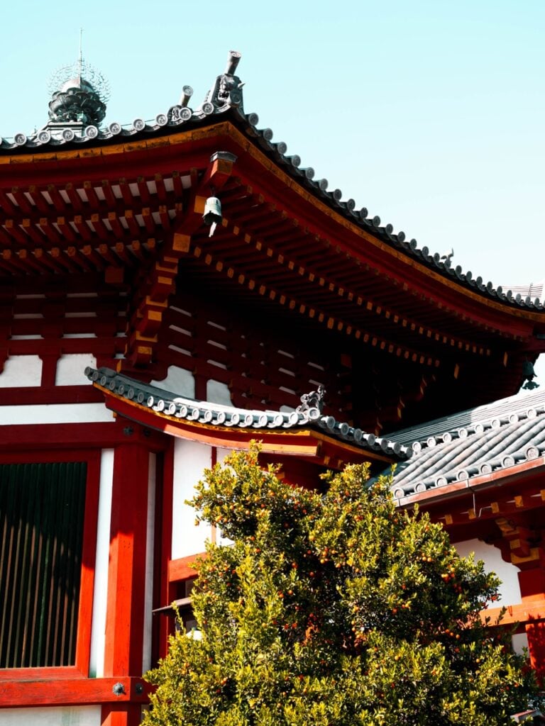 The exterior of a temple in Nara, Japan