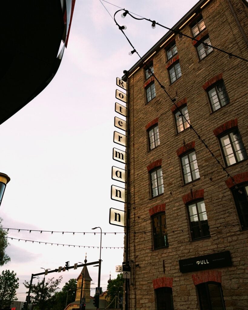 Sign for Rotermann Quarter, Tallinn, on the side of a building