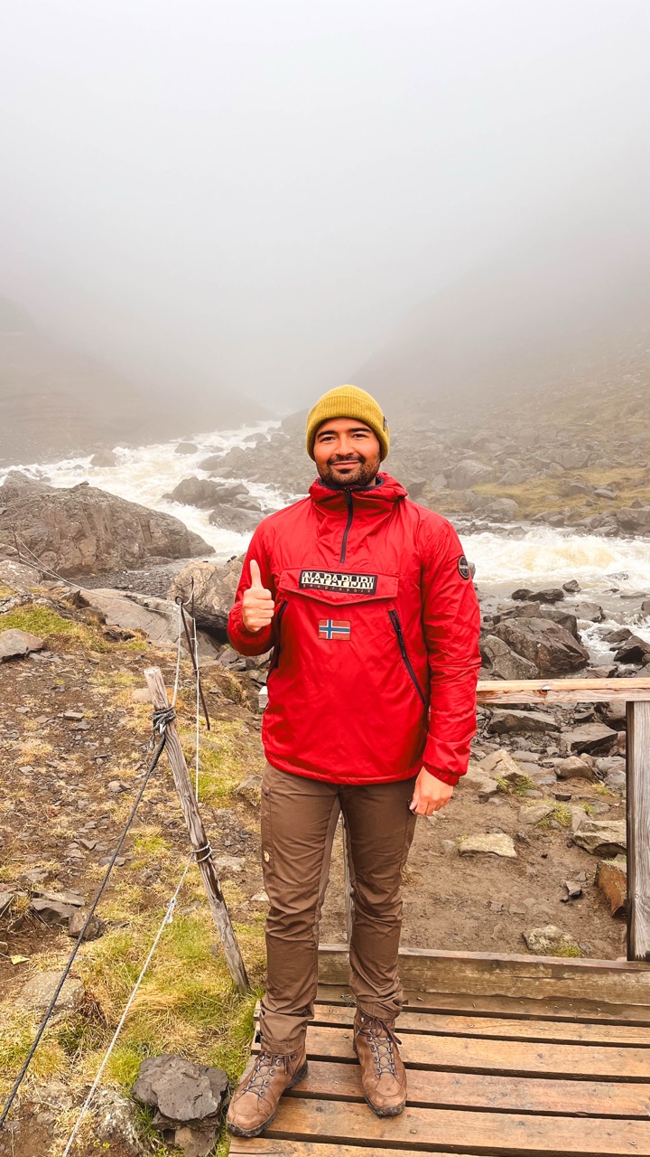 Danny Maiorca at Hengifoss in Iceland
