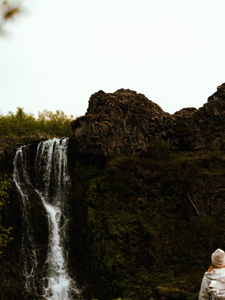 The waterfall in Gjáin, Iceland