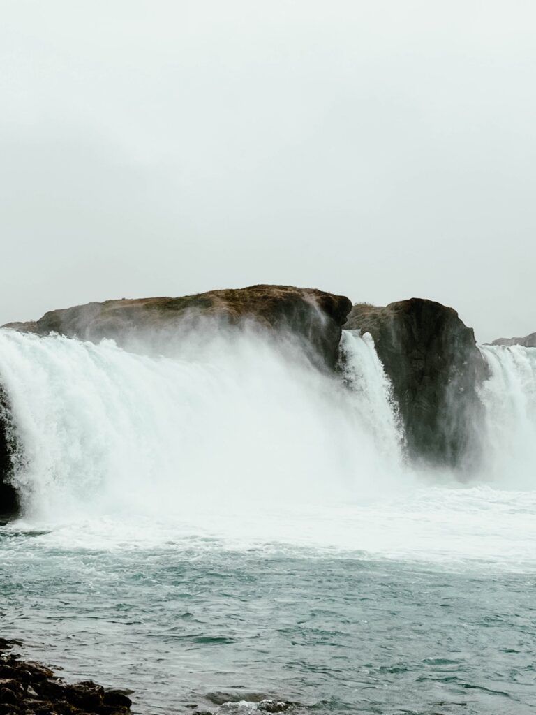 A cloudy day at Godafoss in Iceland