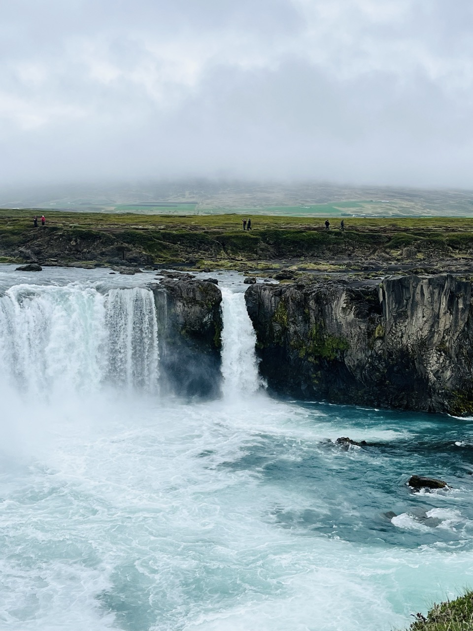 Hiking at Godafoss in Iceland
