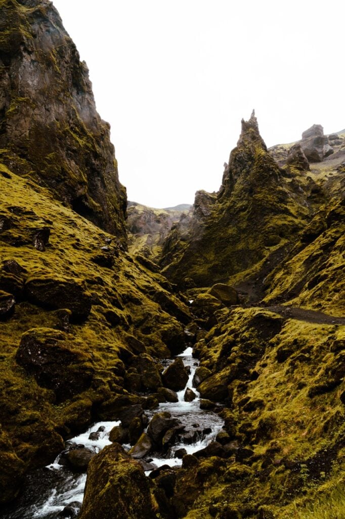 A canyon and river in Iceland