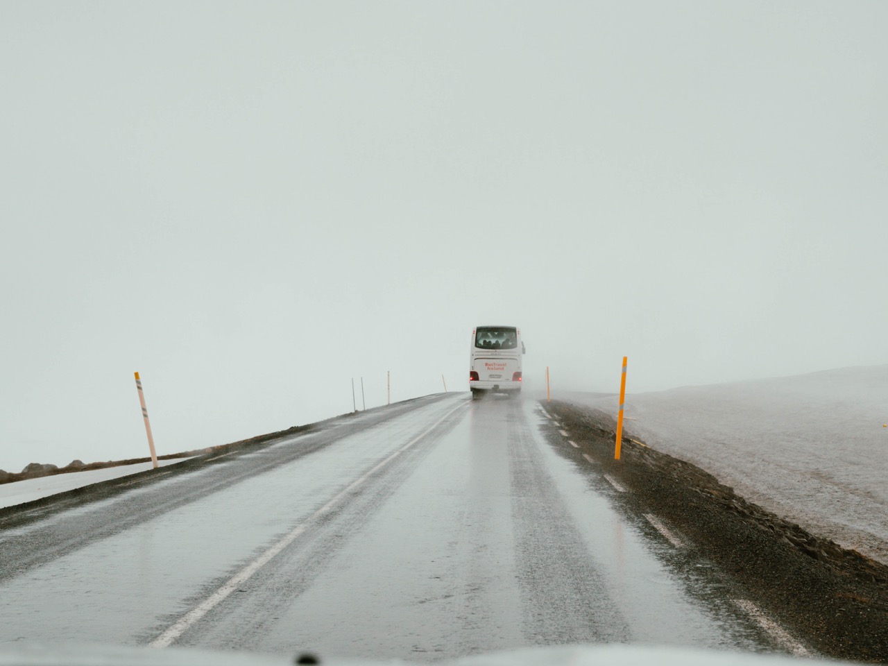 A foggy mountain pass in Iceland