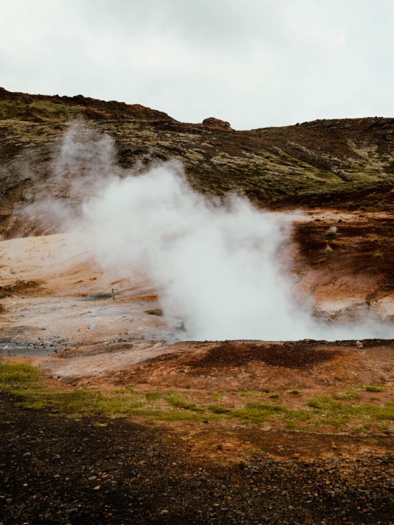 Steam in a geothermal area in Iceland
