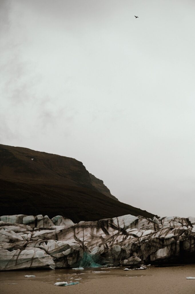 A glacier in Iceland on a cloudy day