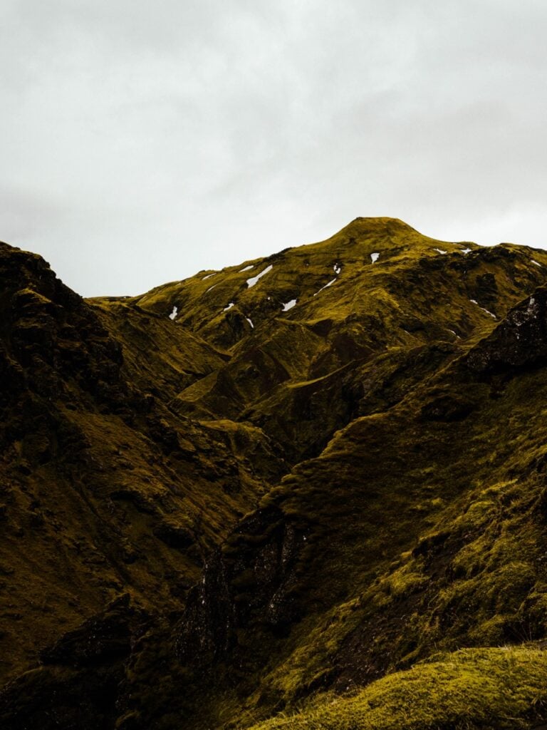 A mountain in Iceland with snow