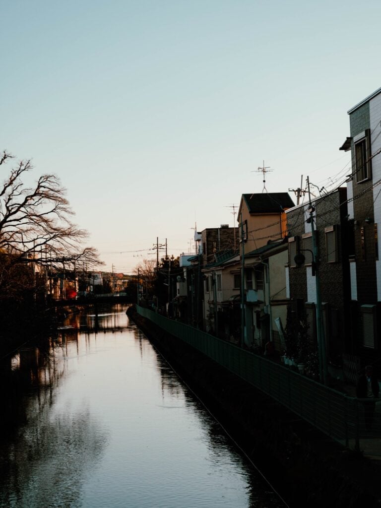 A river in Kyoto at golden hour