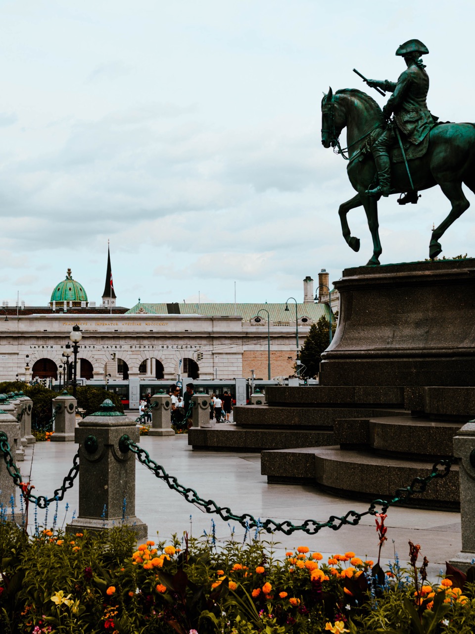 A park and statue in Vienna, Austria