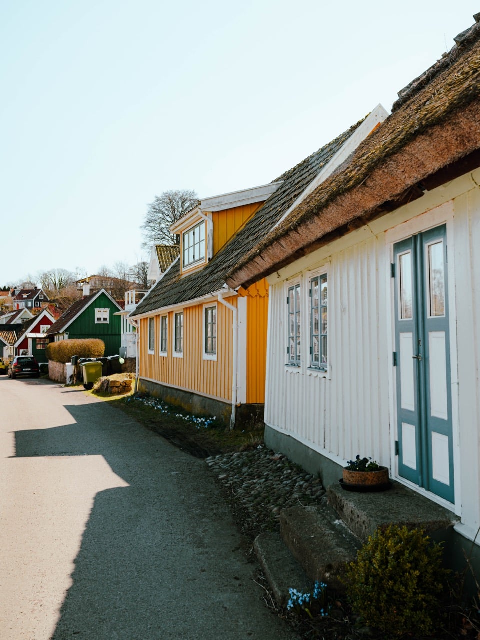 Houses on a street in Arild, Sweden