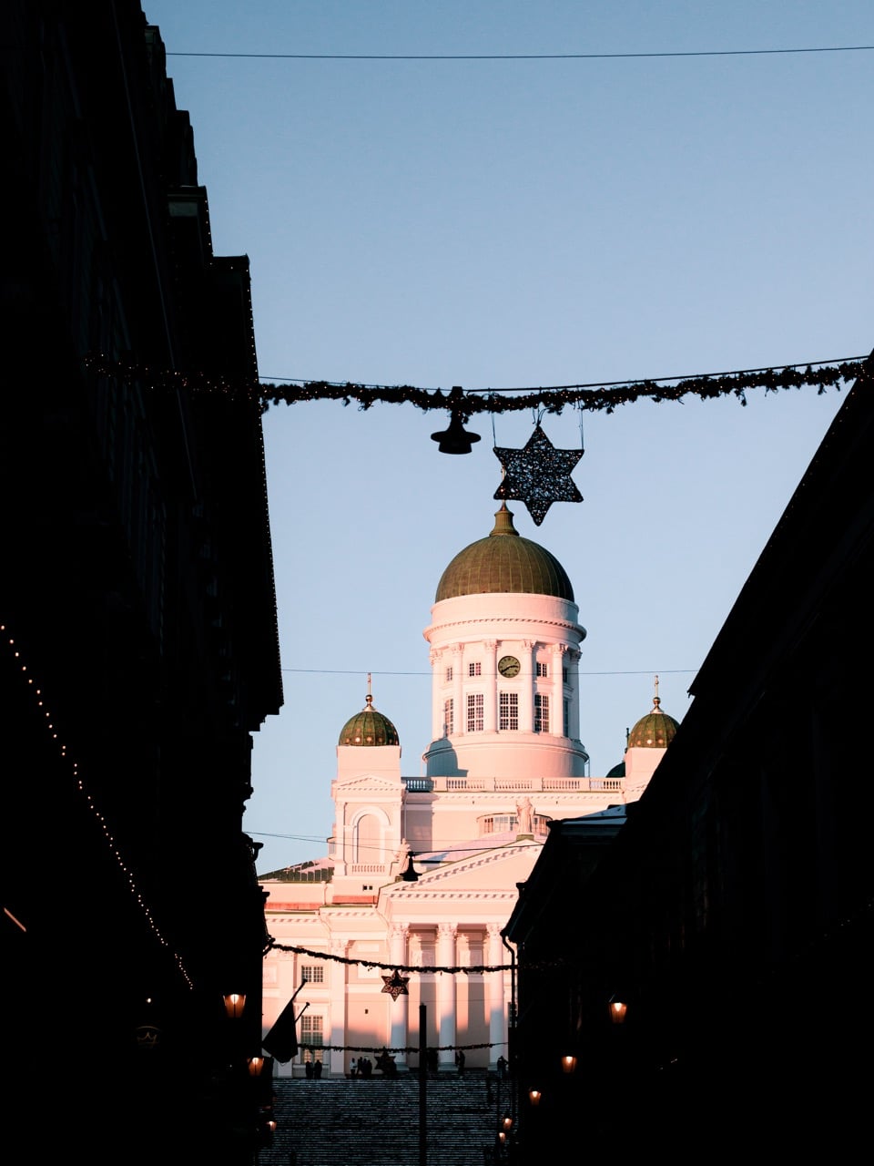 Christmas decorations at Helsinki's main cathedral