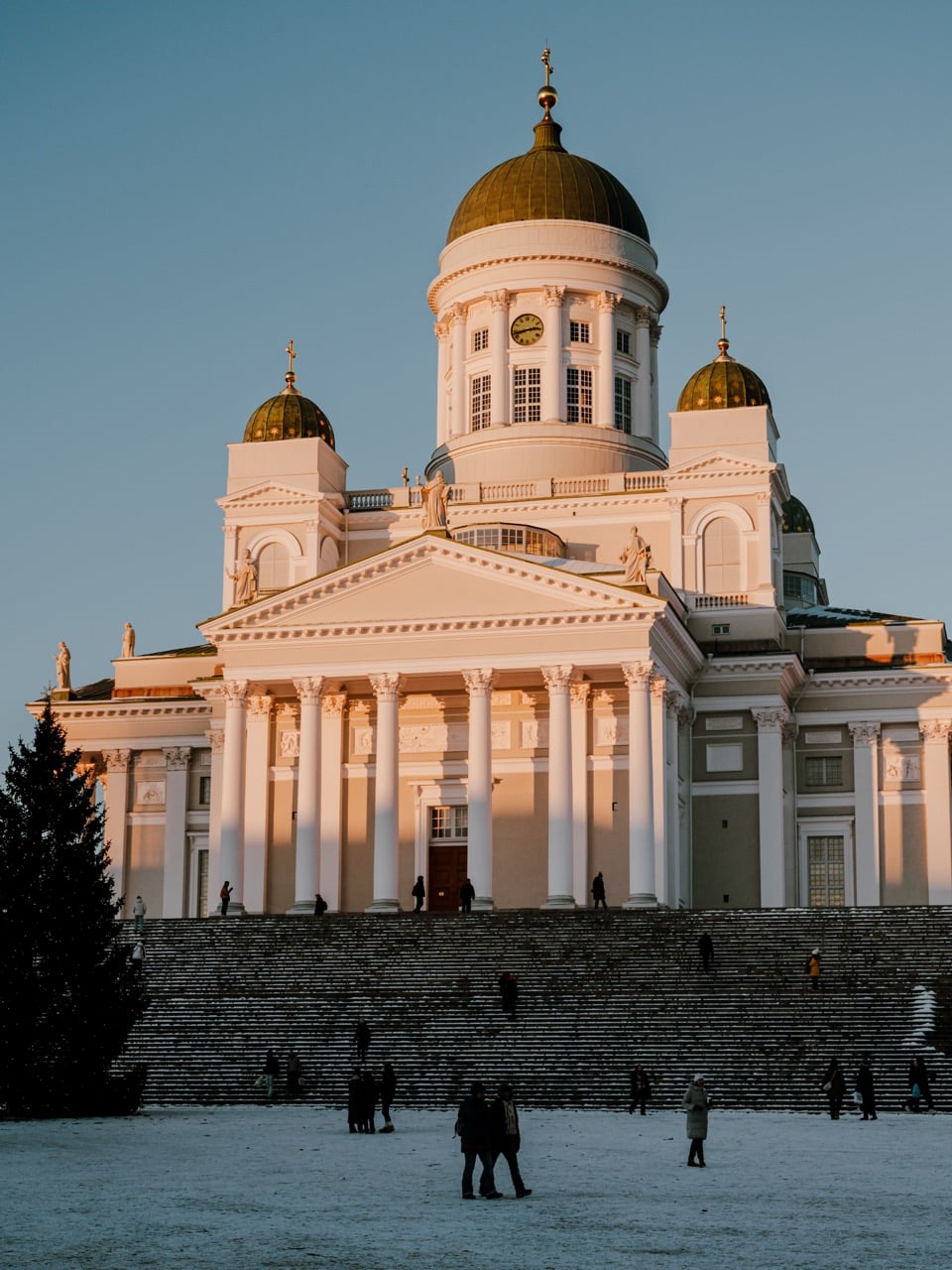 Sunset at a church in Helsinki