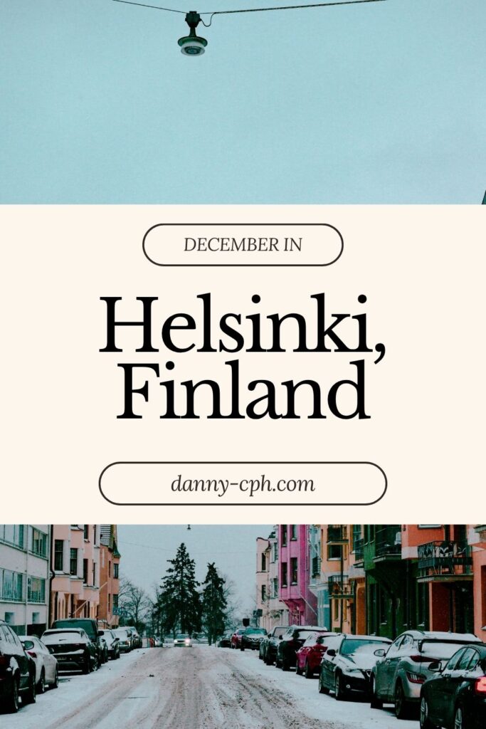 Pinterest pin for a blog post about visiting Helsinki in December