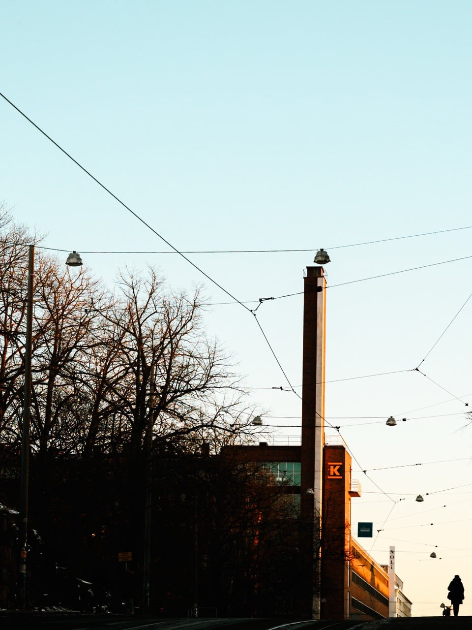 A street leading to a K-Supermarket in Helsinki in December